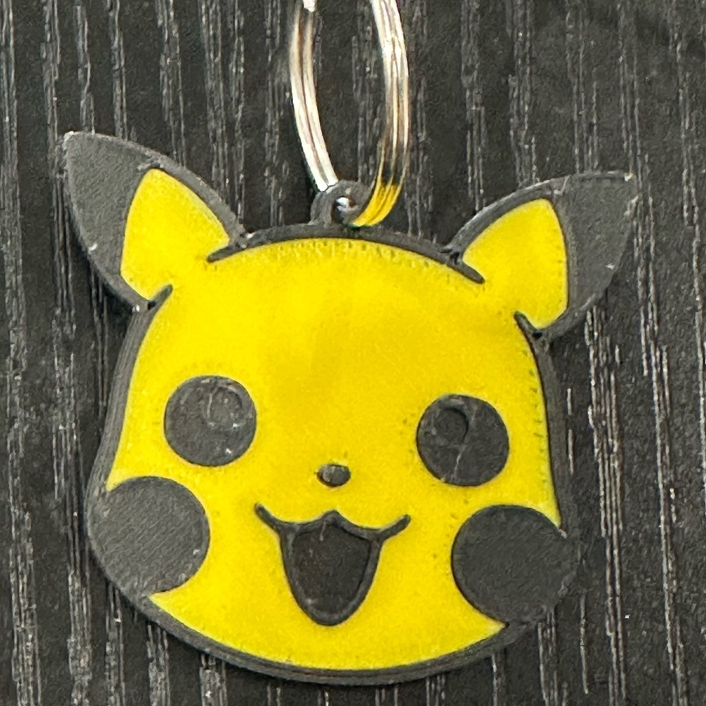 3-D printed Yellow and black Pikachu Key Holder